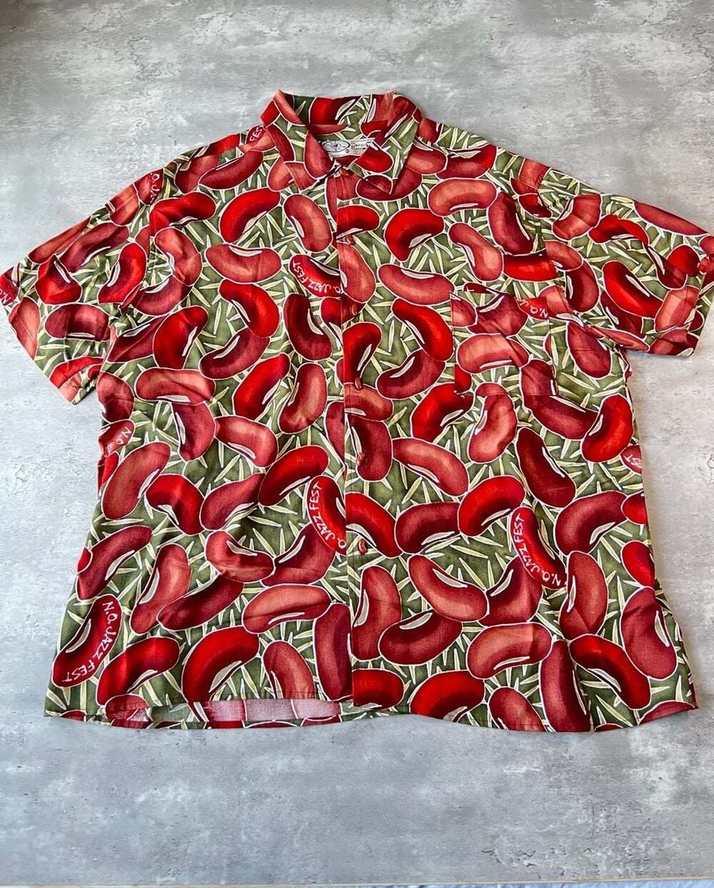 Bayou Wear New Orleans Jazz Fest Red Bean Hawaiian Shirt 2XL